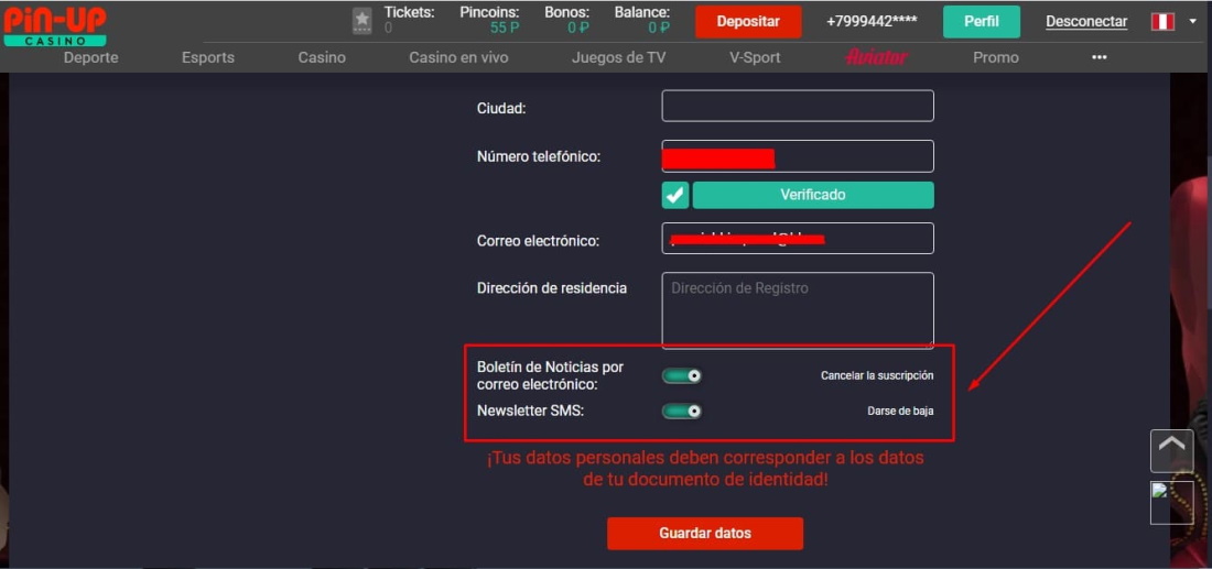 botones para aceptar las normas durante la verificación